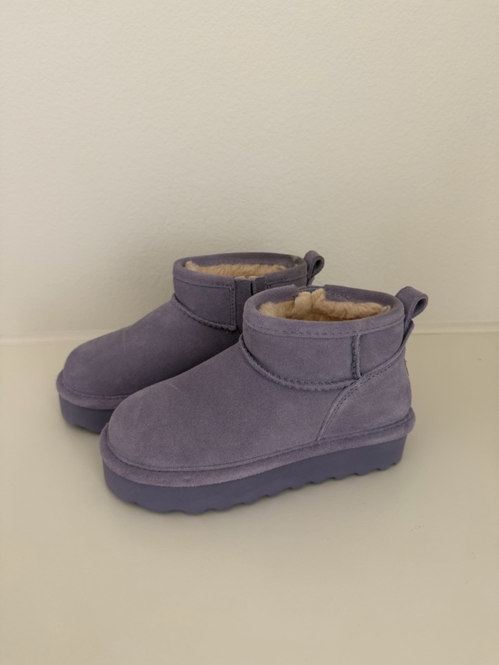 Lilac Suede Shearling-Lined Ankle Bootie for girls size 2
